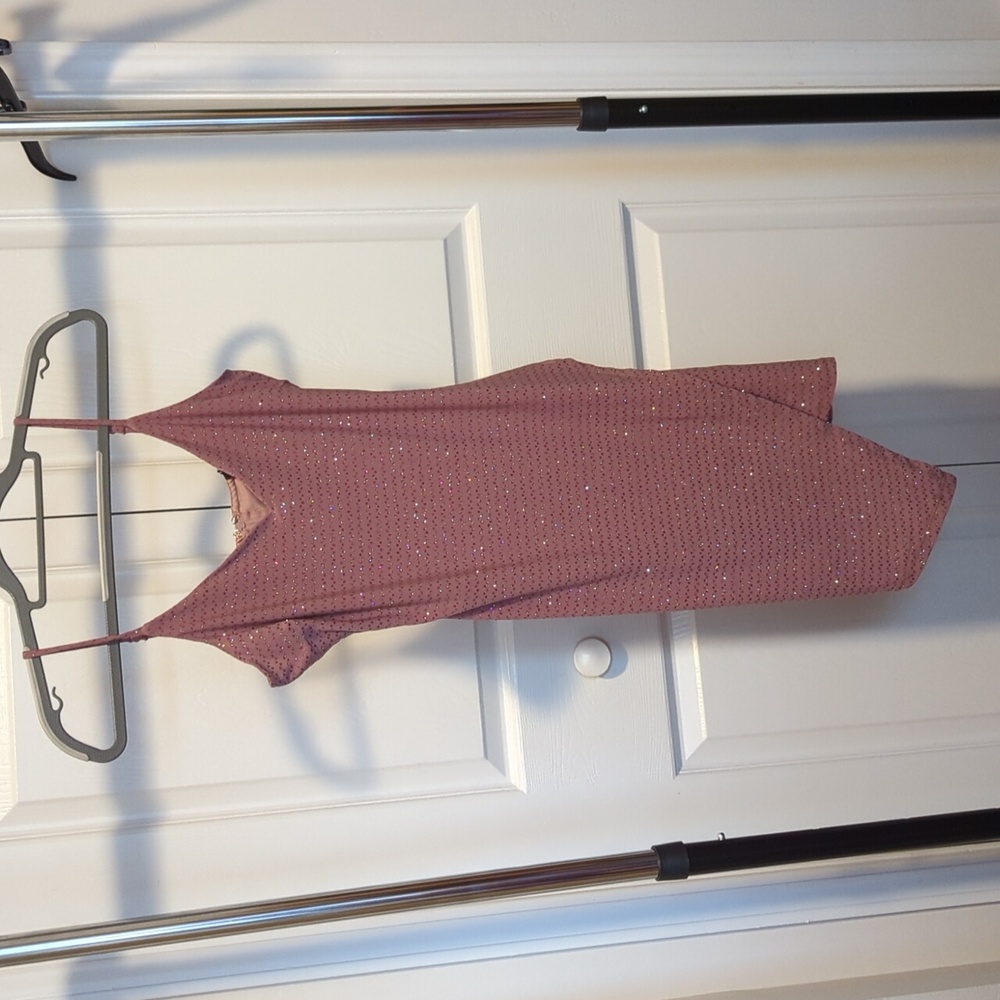 Pink Sequin Spaghetti Strap Dress